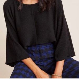 Anthropologie Maeve | Black Textured Knit Top Size Small